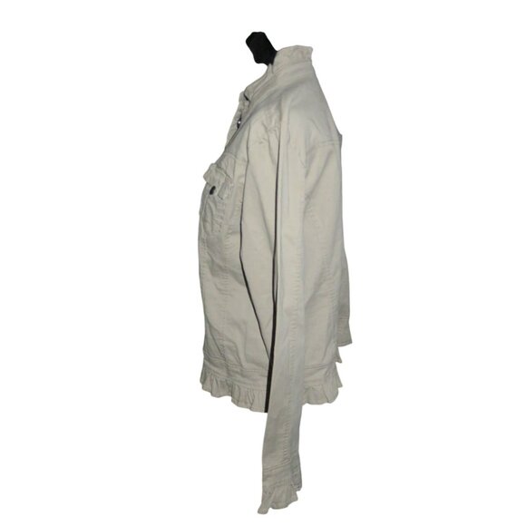 BOGO Baccini Tan Cotton & Spandex Jacket with Ruffle Trim size Large - Picture 3 of 8